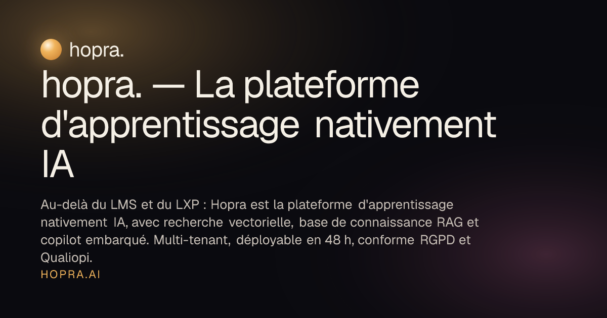 hopra. — La plateforme d'apprentissage nativement IA